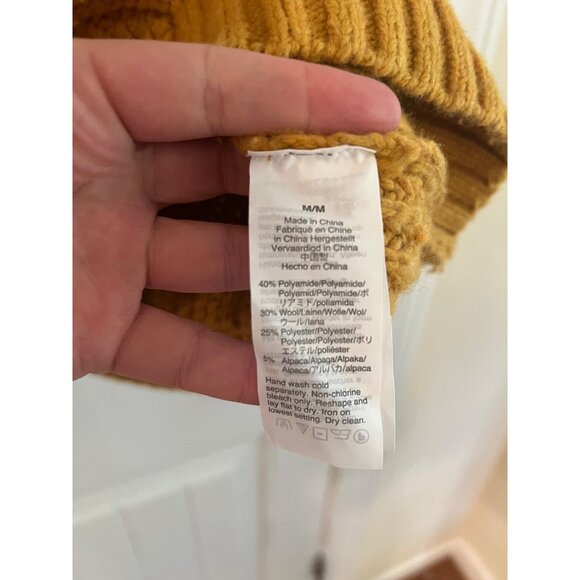 Madewell Everett Cable Knit Alpaca Wool Blend Sweater In Heather Cumin Sz Medium - Picture 6 of 7